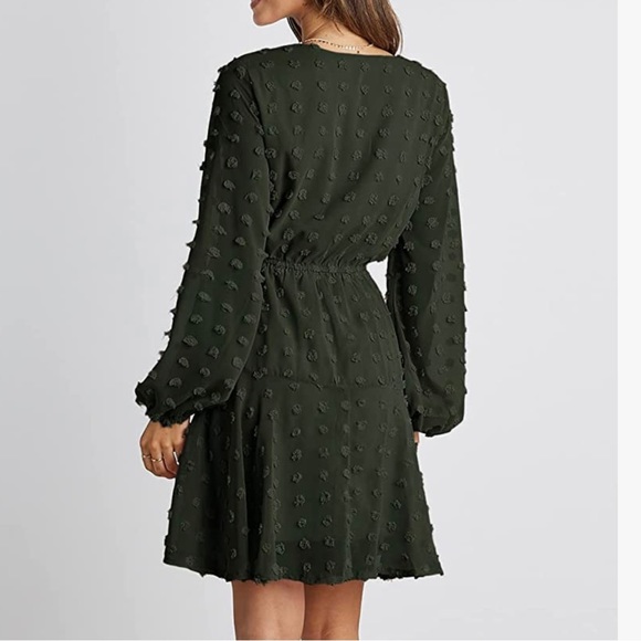 👗 Long Sleeve Swiss Dot Dress - Picture 2 of 14